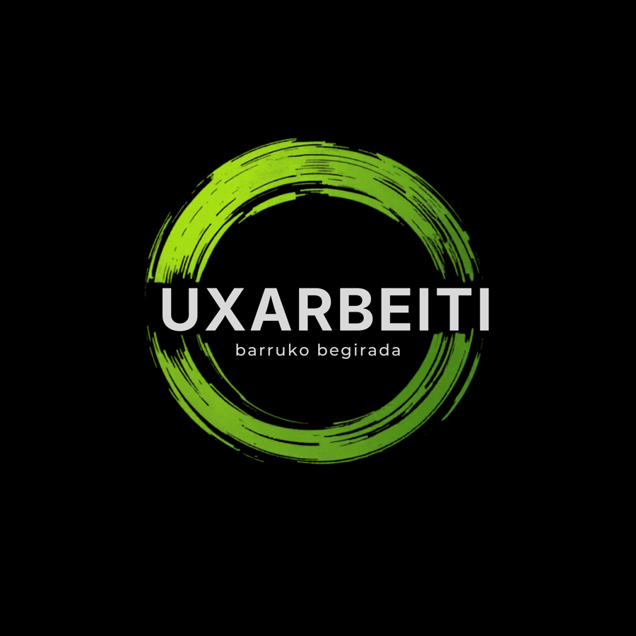 Logo UXARBEITI sobre fondo oscuro